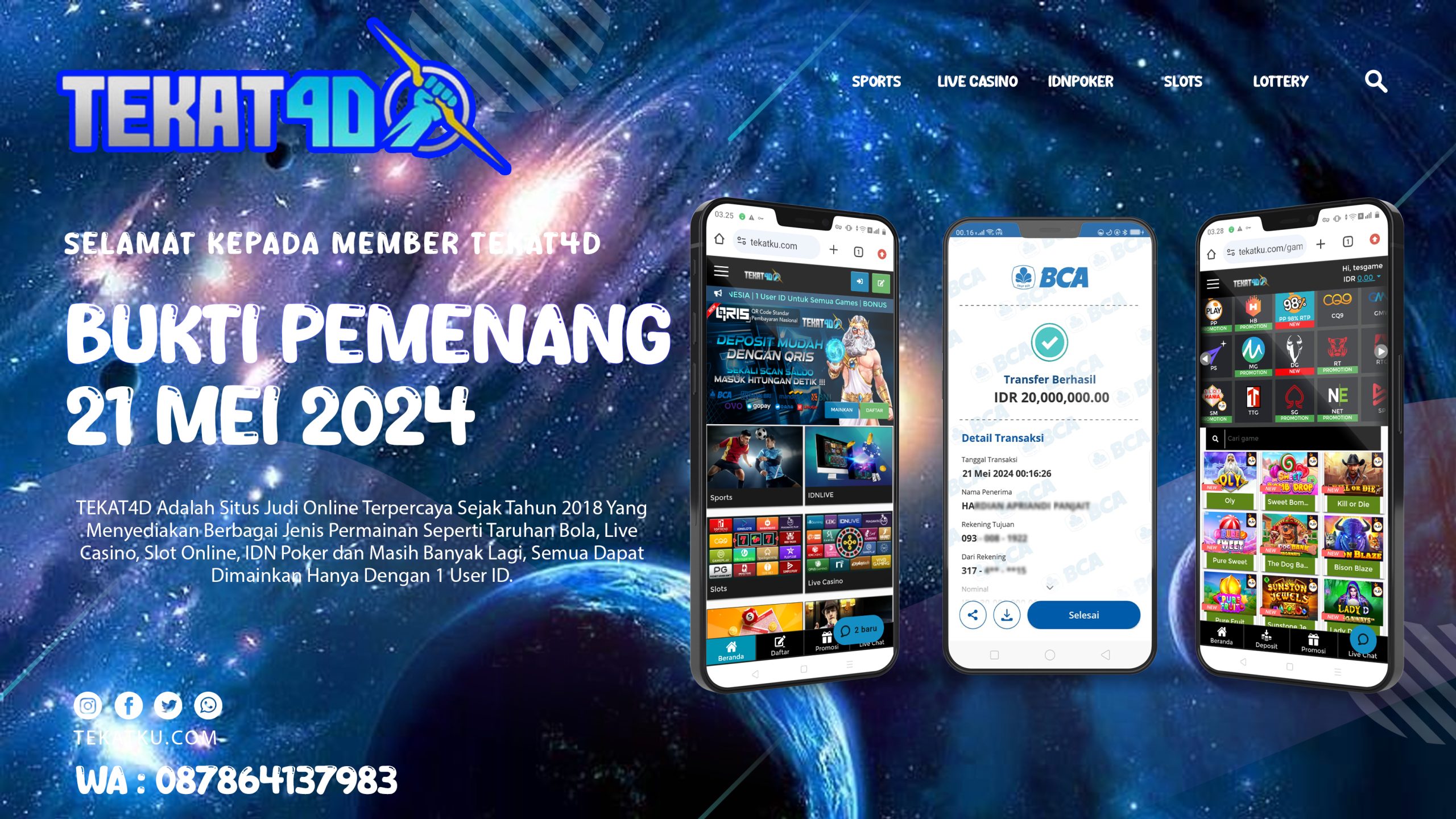 BUKTI KEMENANGAN TEKAT4D 21 MEI 2024